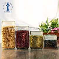 Wholesale New Design Different Shapes Clear Food Cans Glass Storage Jars With Lid