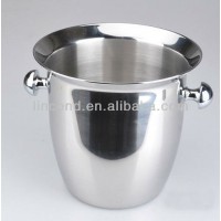 Double Stainless Steel Ice Bucket with Tongs Champagne Win Bucket Ice Cube Container