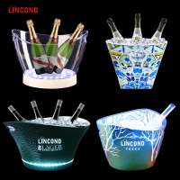 Ice Bucket for Beverage LED Ice Bucket for Vodka Champagne Acrylic Wine Buckets Plastic Beer Buckets