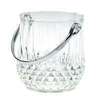 Thick Clear Plastic Wine Bucket 1L Champagne Ice Bucket Blink Diamond Cutting Acrylic Ice Bucket