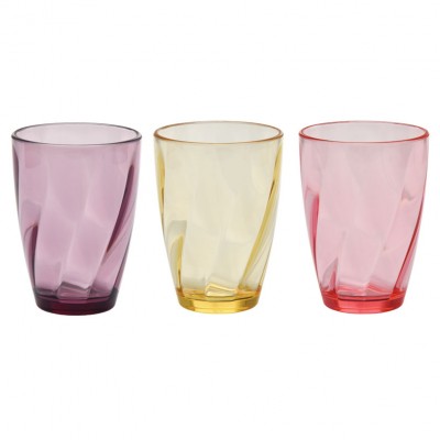 Stripe Color Plastic Cup Iced Tea Juice Water Glass Cup 12oz Colored Polycarbonate Drinking Glass