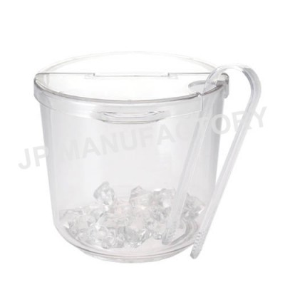 China Wholesale Lid Notched 2L Clear Flip Plastic Ice Bucket