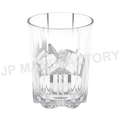 Old Fashion Stripe Whiskey Cups Clear Plastic Rocks Glass 15oz AS SAN Unbreakable Whisky Glass