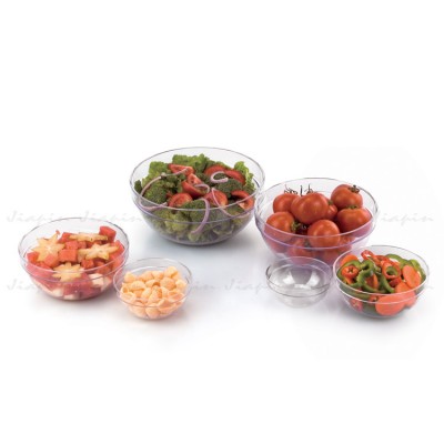 Stackable Round Plastic Fruit Bowl Cheap Reusable Salad Bowl Clear 6 sizes AS SAN Salad Bowl Set