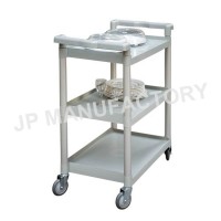 81cm Kitchen Trolley Small Grey Color 3 Shelves Trolley Cart PP Plastic Restaurant Service Cart