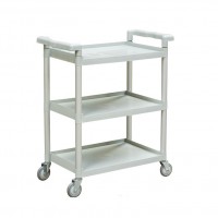 Small 81cm Grey Utility Cart 3 Shelves Service Cart PP Plastic Restaurant Dish Service Trolley