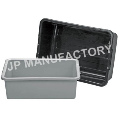 Grey Trolley Holder PP Trash Container Restaurant Utility Cart use Large Plastic Utility Box